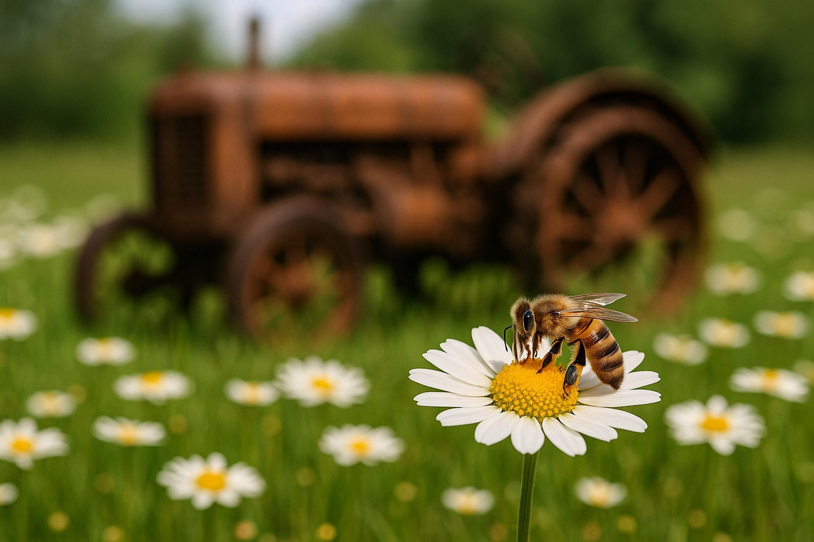 Una abeja posada sobre una flor.