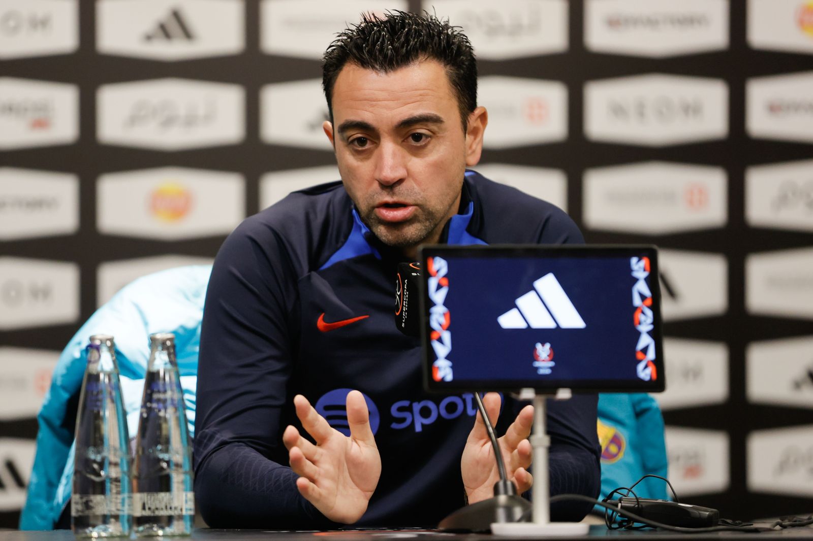 Xavi, en un momento de su rueda de prensa.