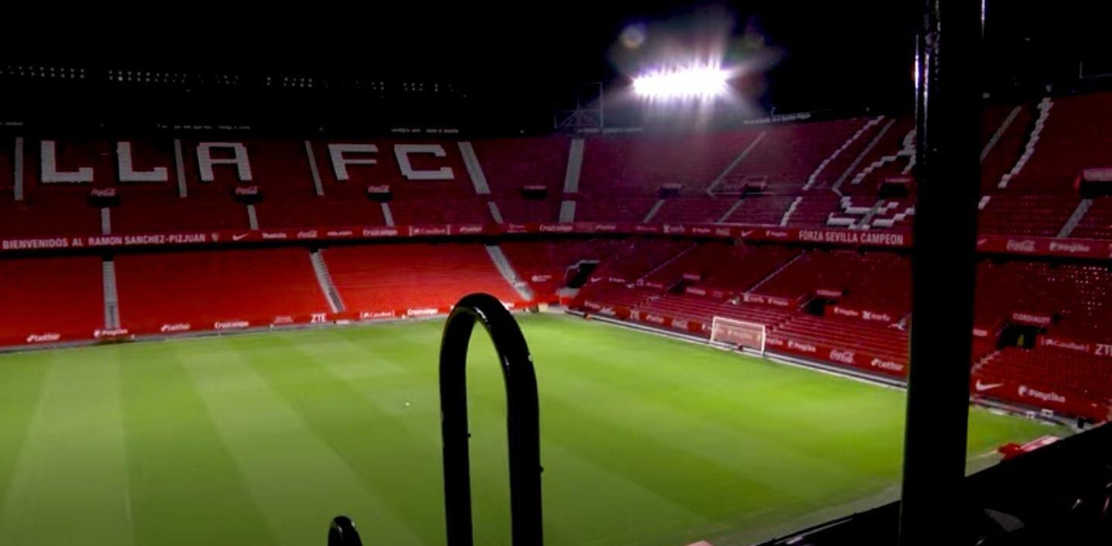 Una imagen del Sánchez-Pizjuán vacío que aparece en el vídeo.