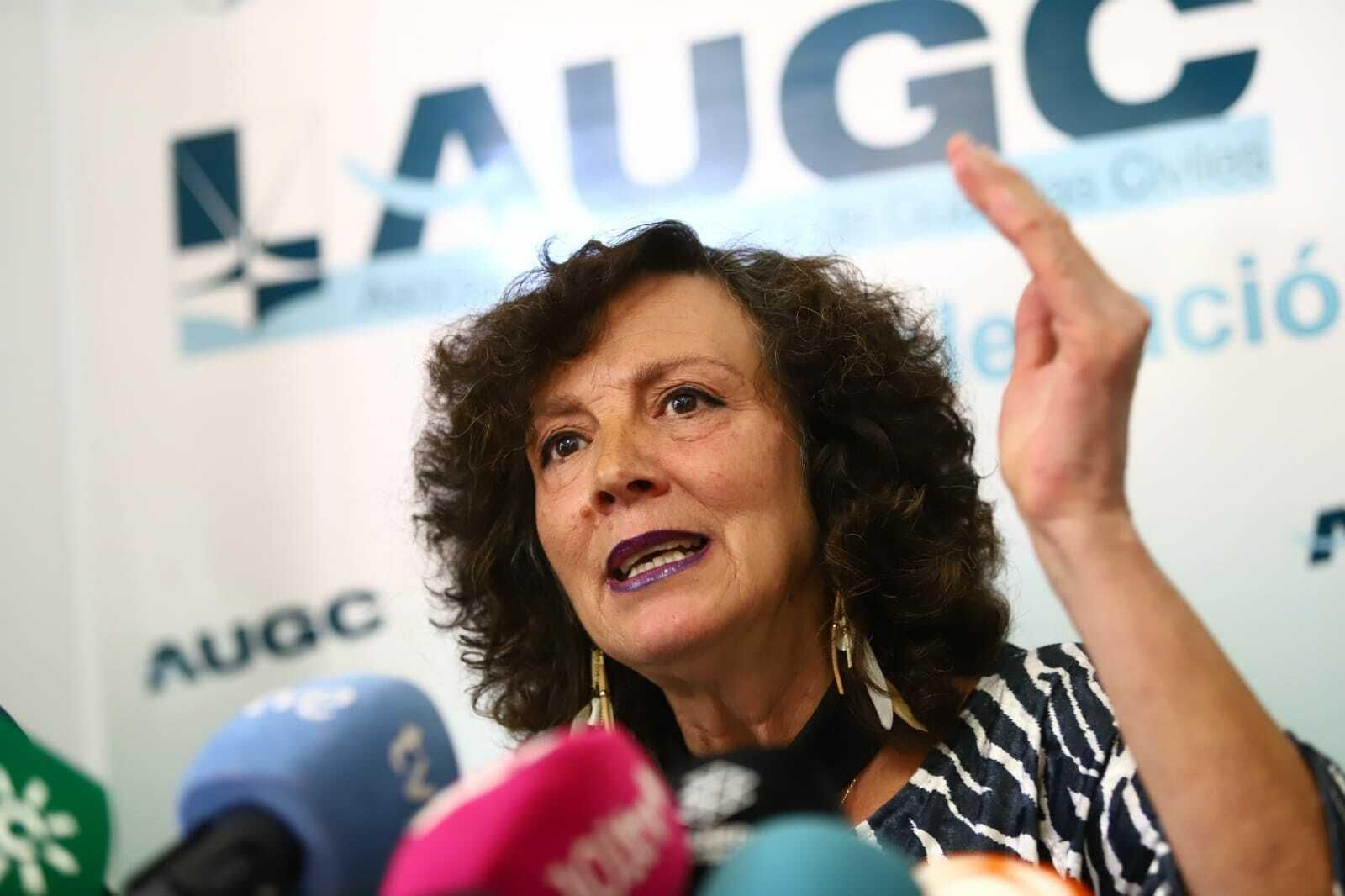 Rosa Garrido, la hermana de Lucía, en una rueda de prensa.