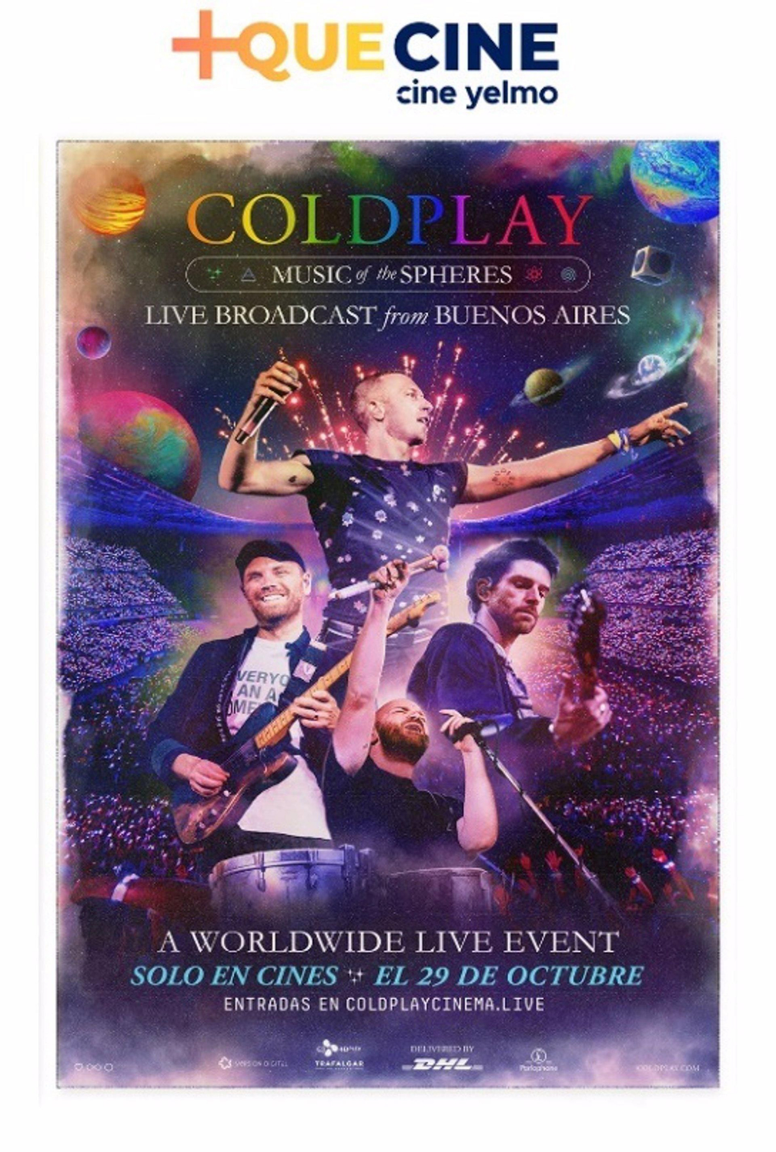 Cartel del concierto de Coldplay que proyectará Cines Yelmo.