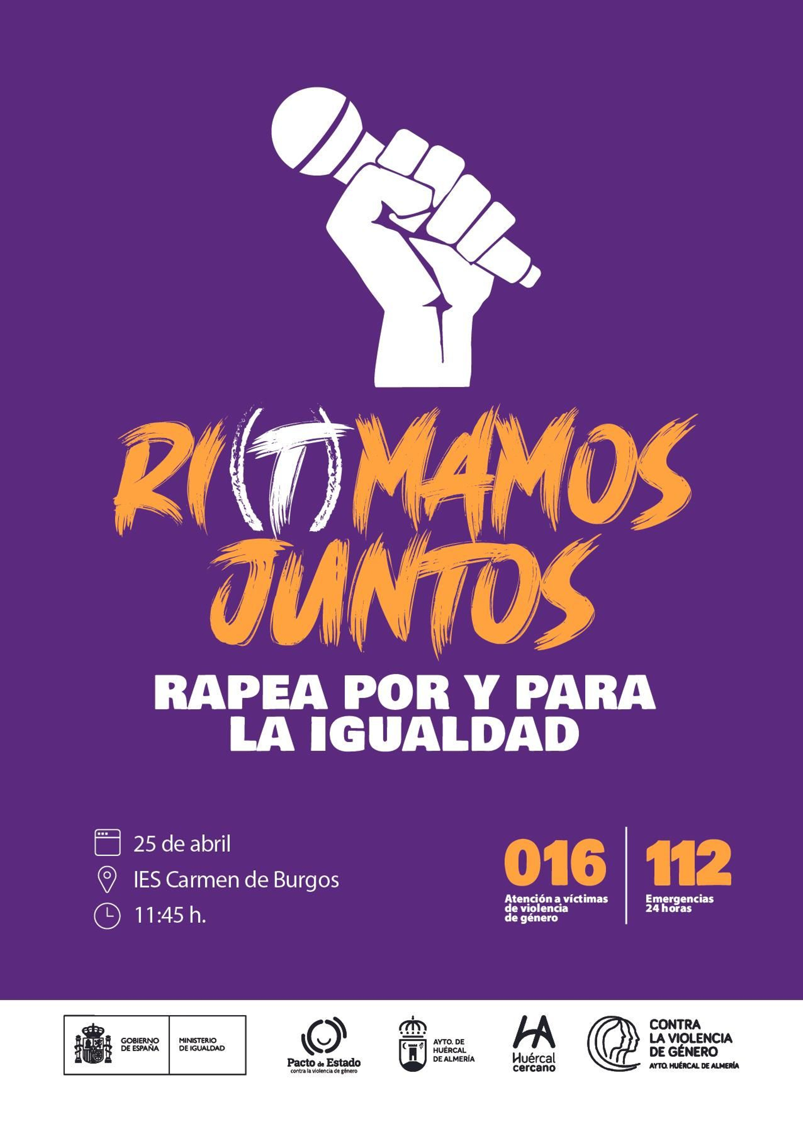 Cartel promocional de la iniciativa 'Ri(t)mamos juntos' del IES Carmen de Burgos y el Ayuntamiento de Huércal de Almería.