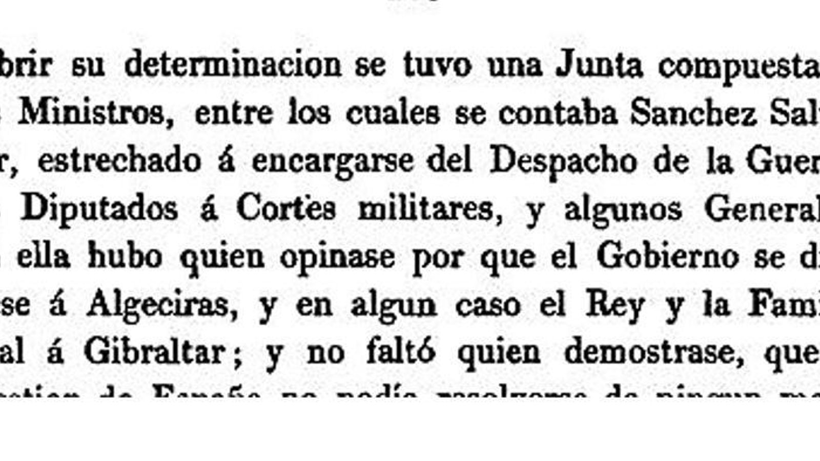 Extracto sesión 11 de junio de 1823, señalando Algeciras como destino del Gobierno.