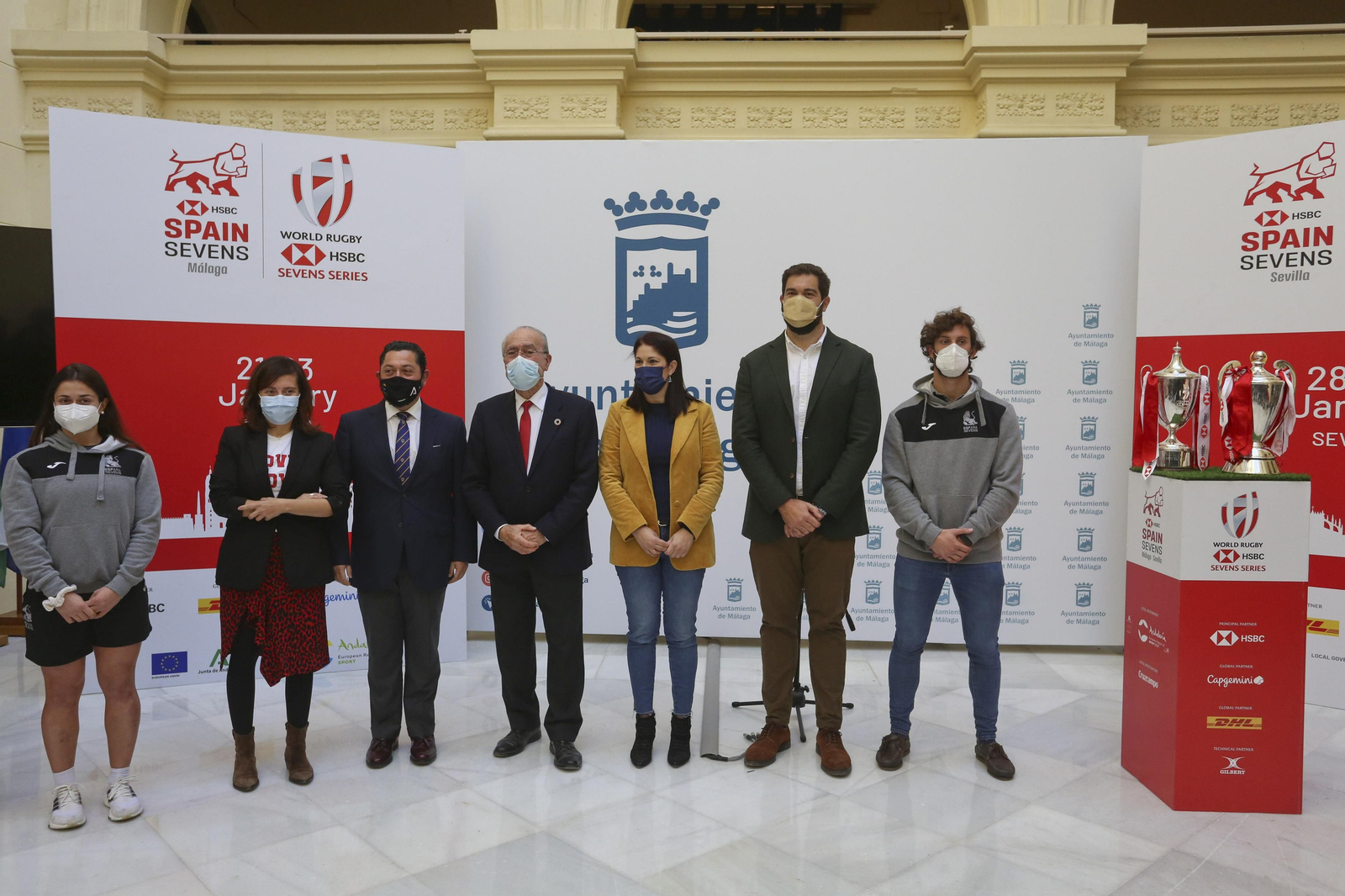 La presentación de las HSBC World Rugby Sevens Series en Málaga.