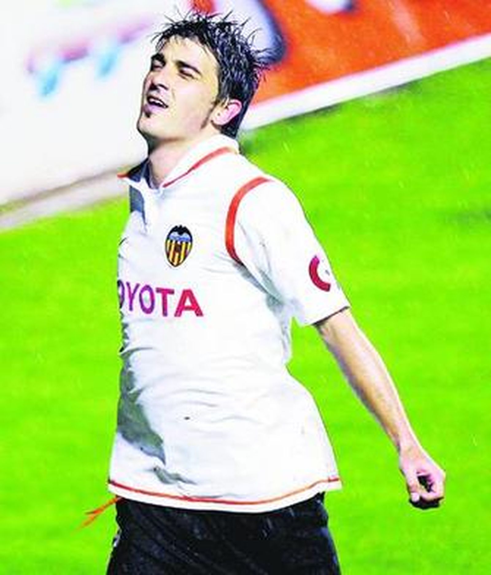 David Villa celebra un gol.