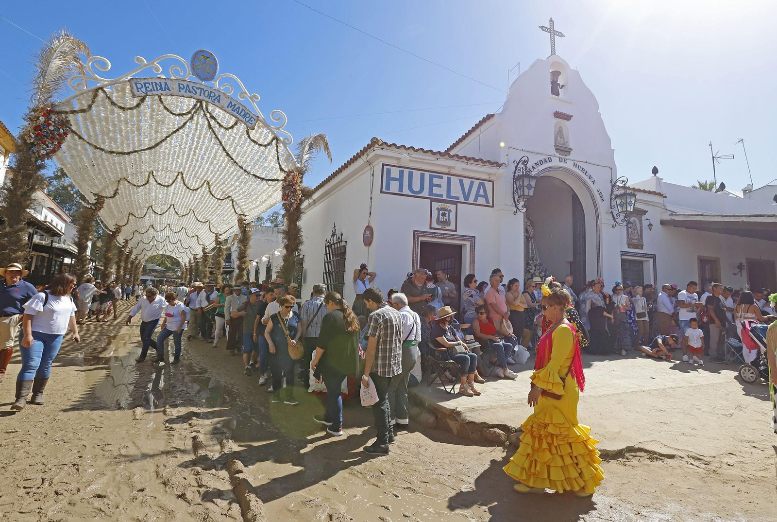 Ambiente en la aldea del Rocío en la jornada del sábado