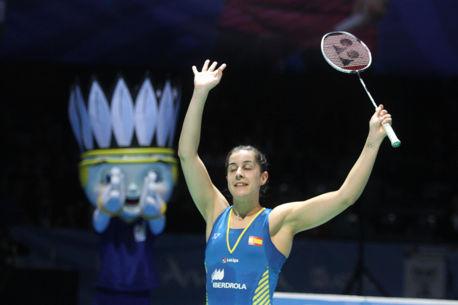 Partido y victoria de Carolina Marín en el Europeo de Bádminton celebrado en Huelva