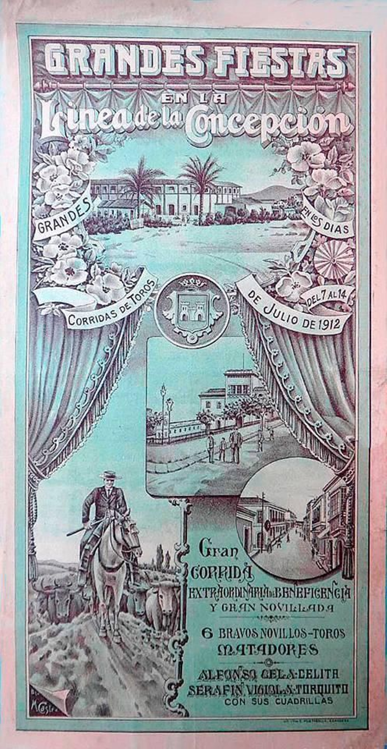 Uno de los carteles del local, en 1912