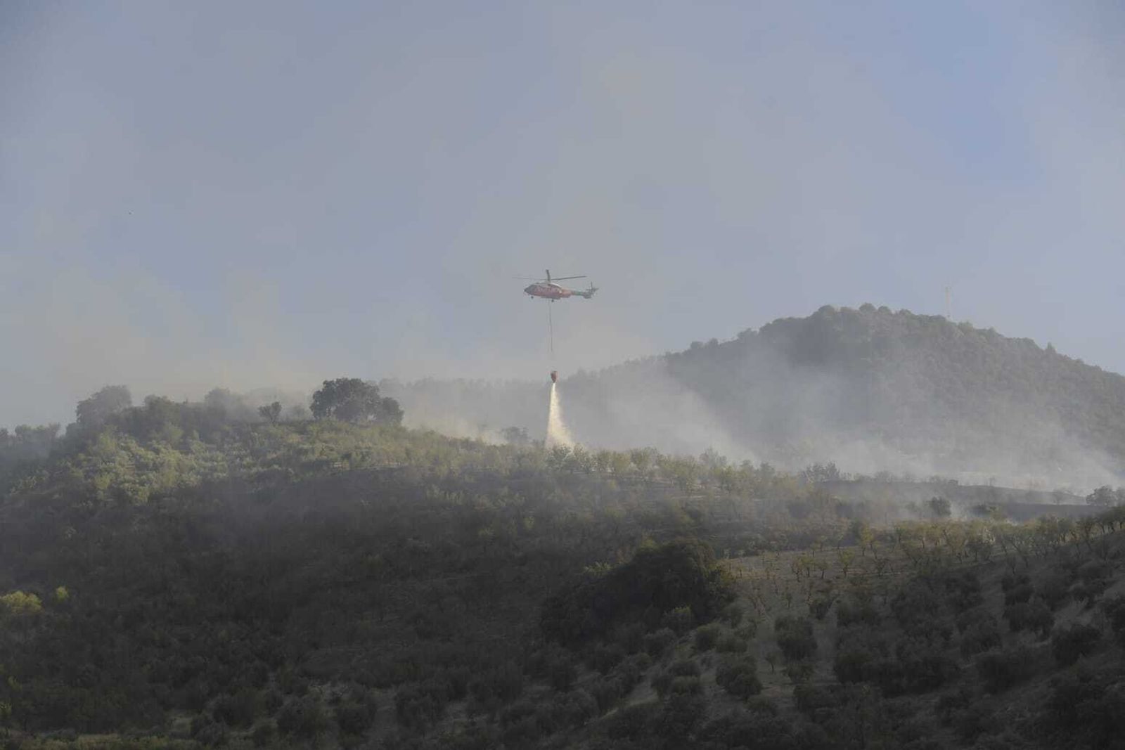 Así están siendo las labores de extinción del aparatoso incendio forestal de Pinos Genil
