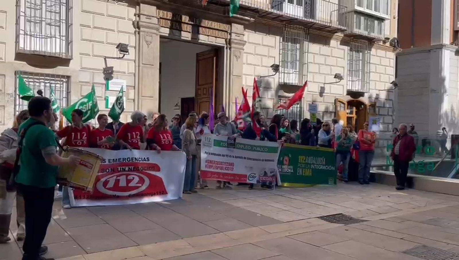 Concentración del Servicio de Emergencias 112 en Málaga, este miércoles