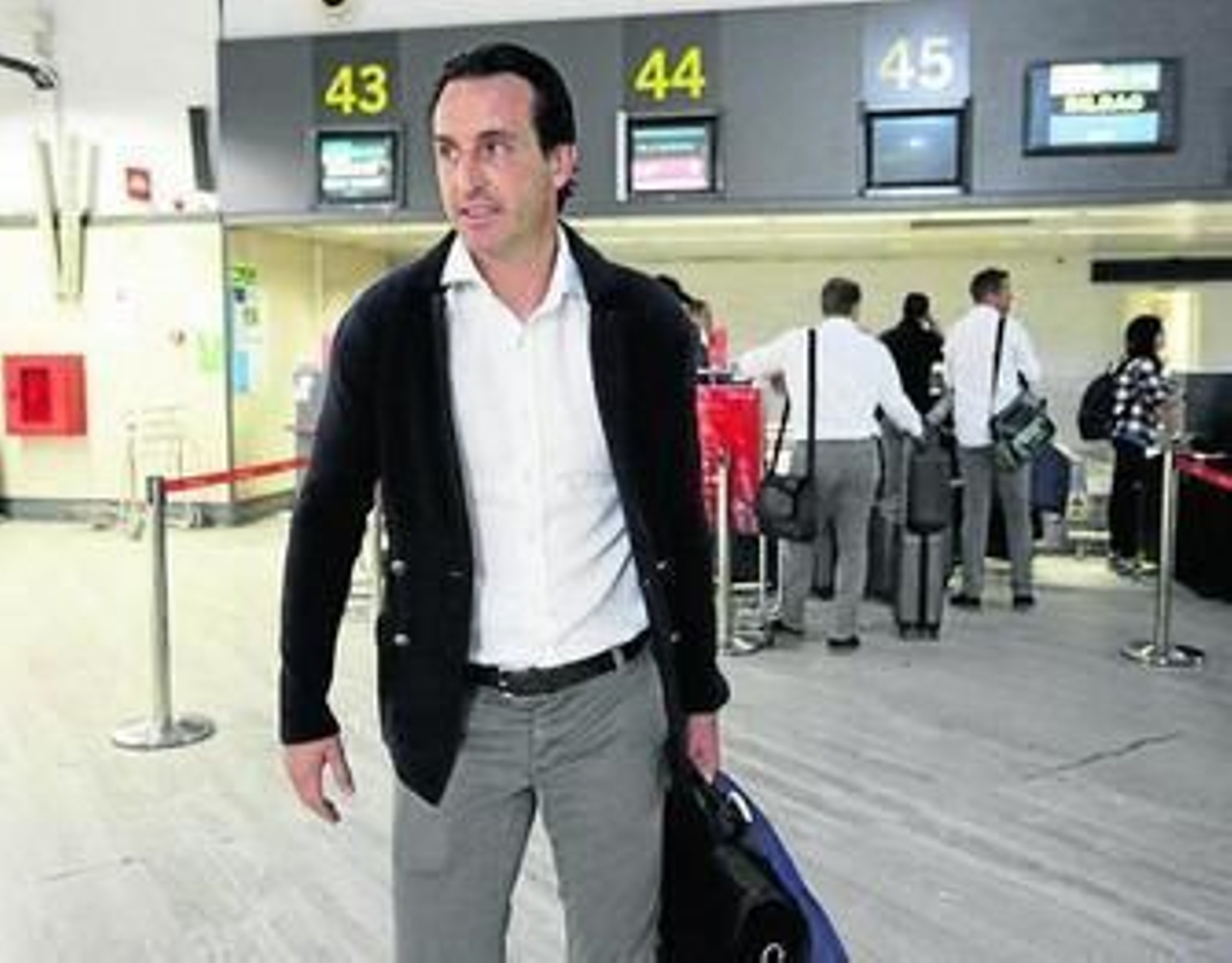 Unai Emery, en el aeropuerto de San Pablo.