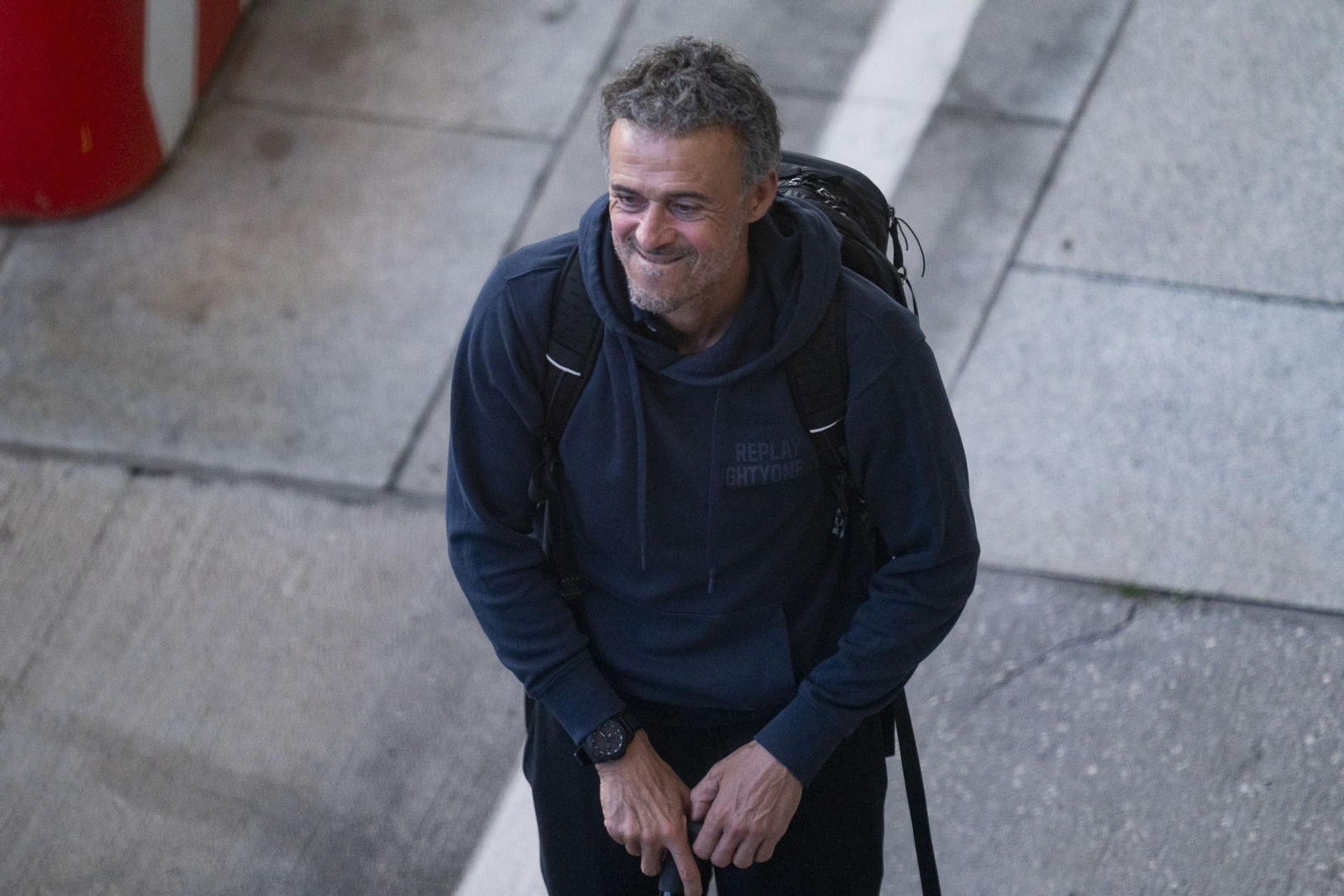 Luis Enrique, a su llegada al aeropuerto de Madrid-Barajas.