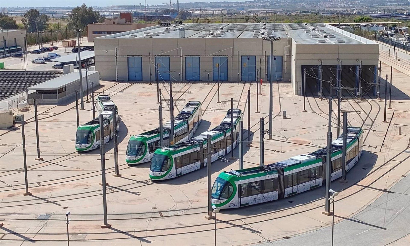 Nuevas unidades del Metro en las cocheras de Málaga. Nuevas unidades del Metro en las cocheras de Málaga.