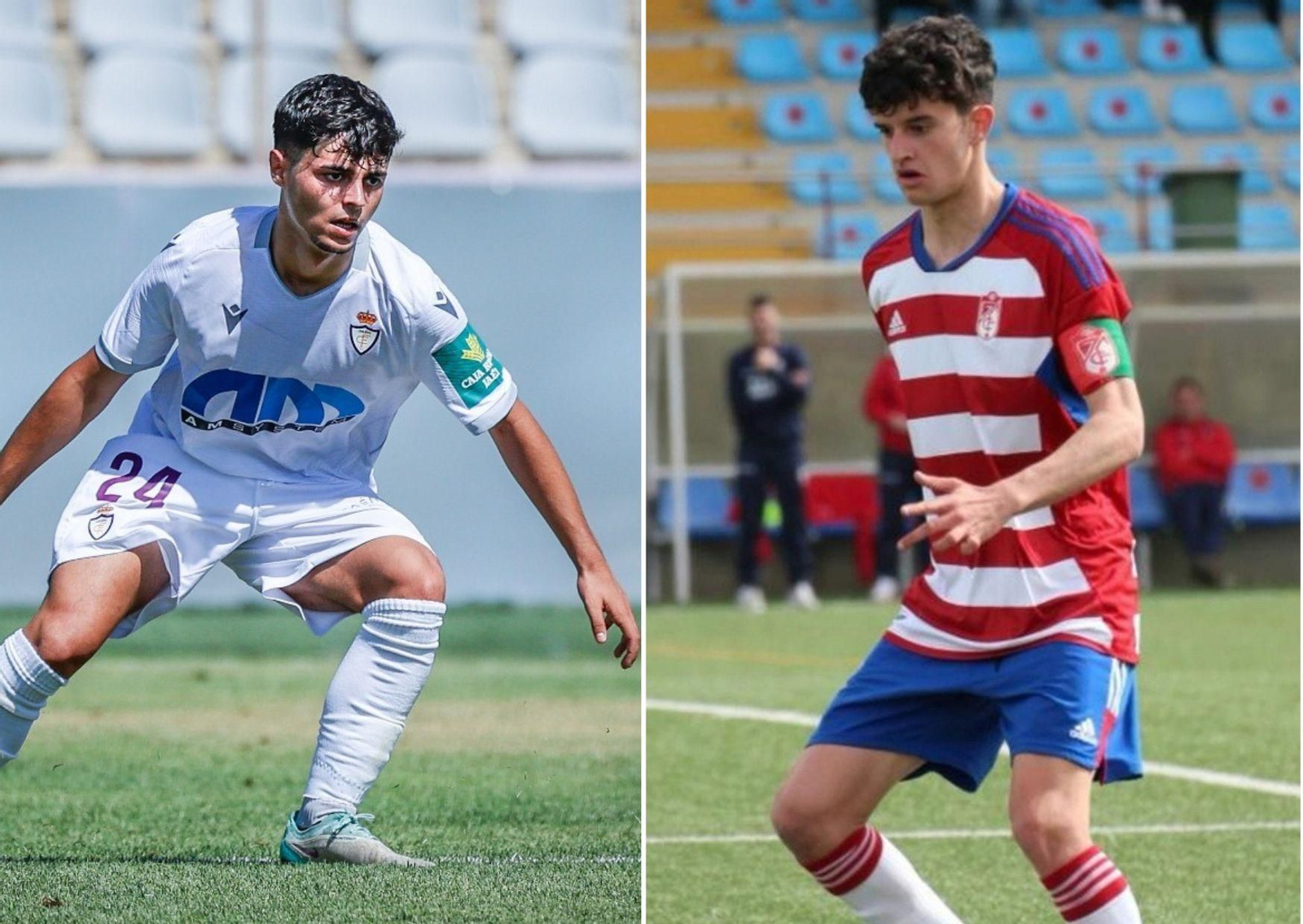 Carrillo y Manu López, con la camiseta del Real Jaén y el Granada CF, respectivamente. Carrillo y Manu López, con la camiseta del Real Jaén y el Granada CF, respectivamente.