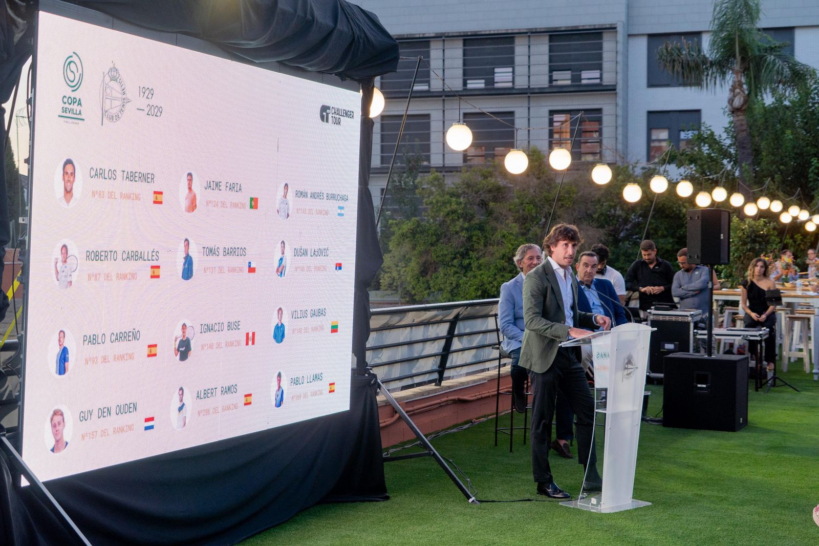 El director ejecutivo del torneo, Curro Tristán, durante su intervención el pasado jueves en la presentación de la Copa Sevilla a las autoridades