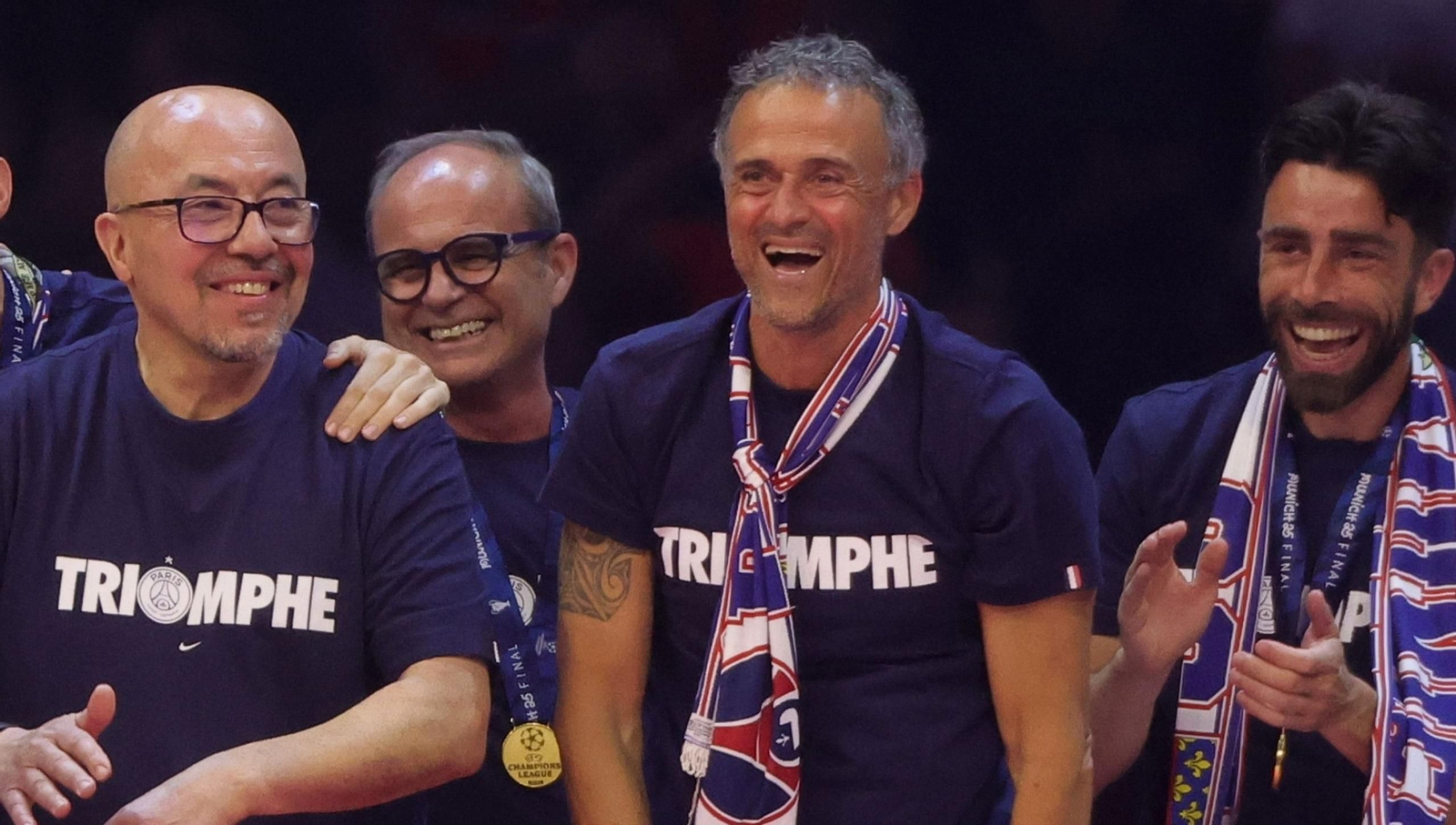 Luis Enrique, en la celebración del PSG en París.