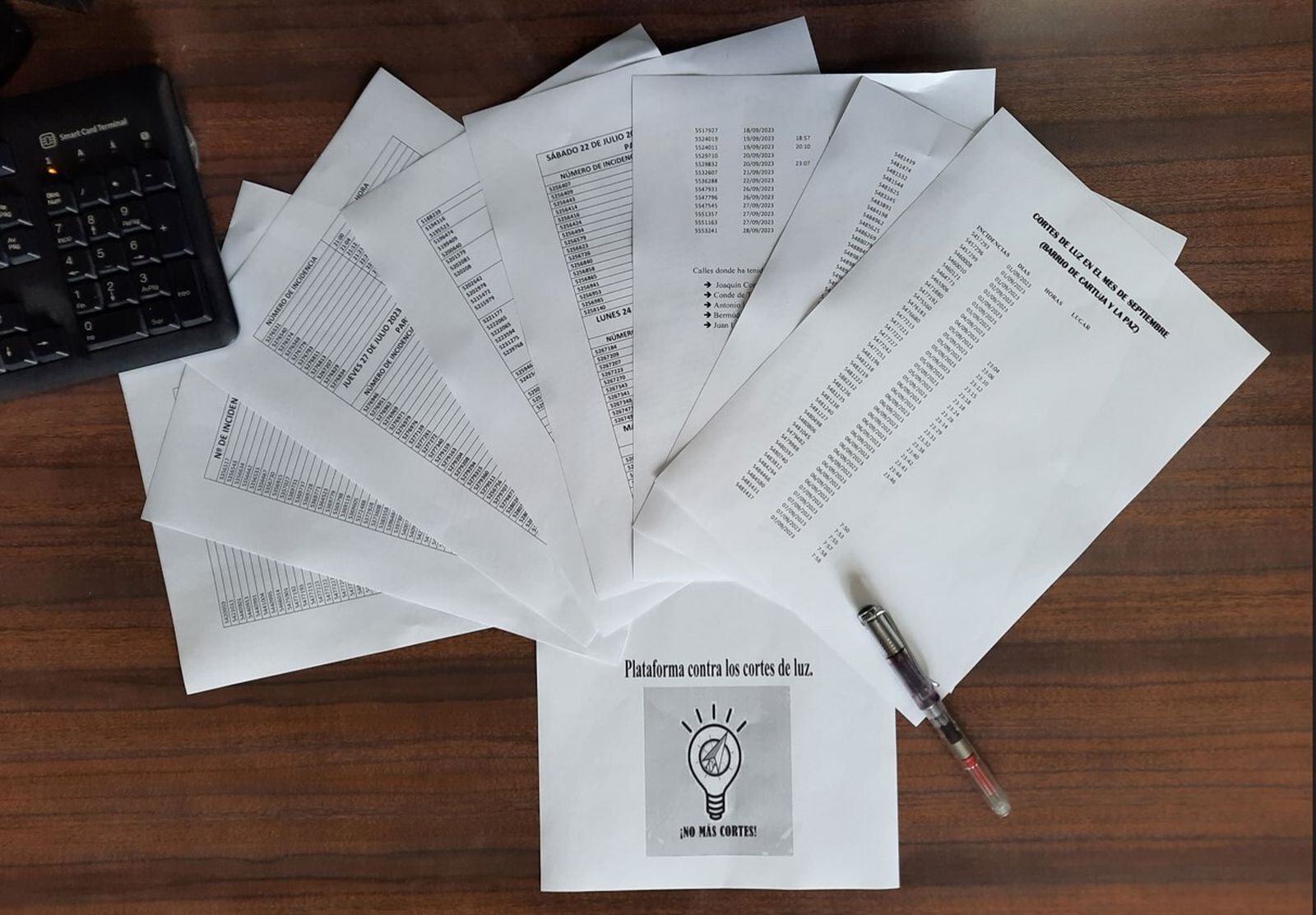 Imagen de las denuncias presentadas a Endesa por cortes de luz