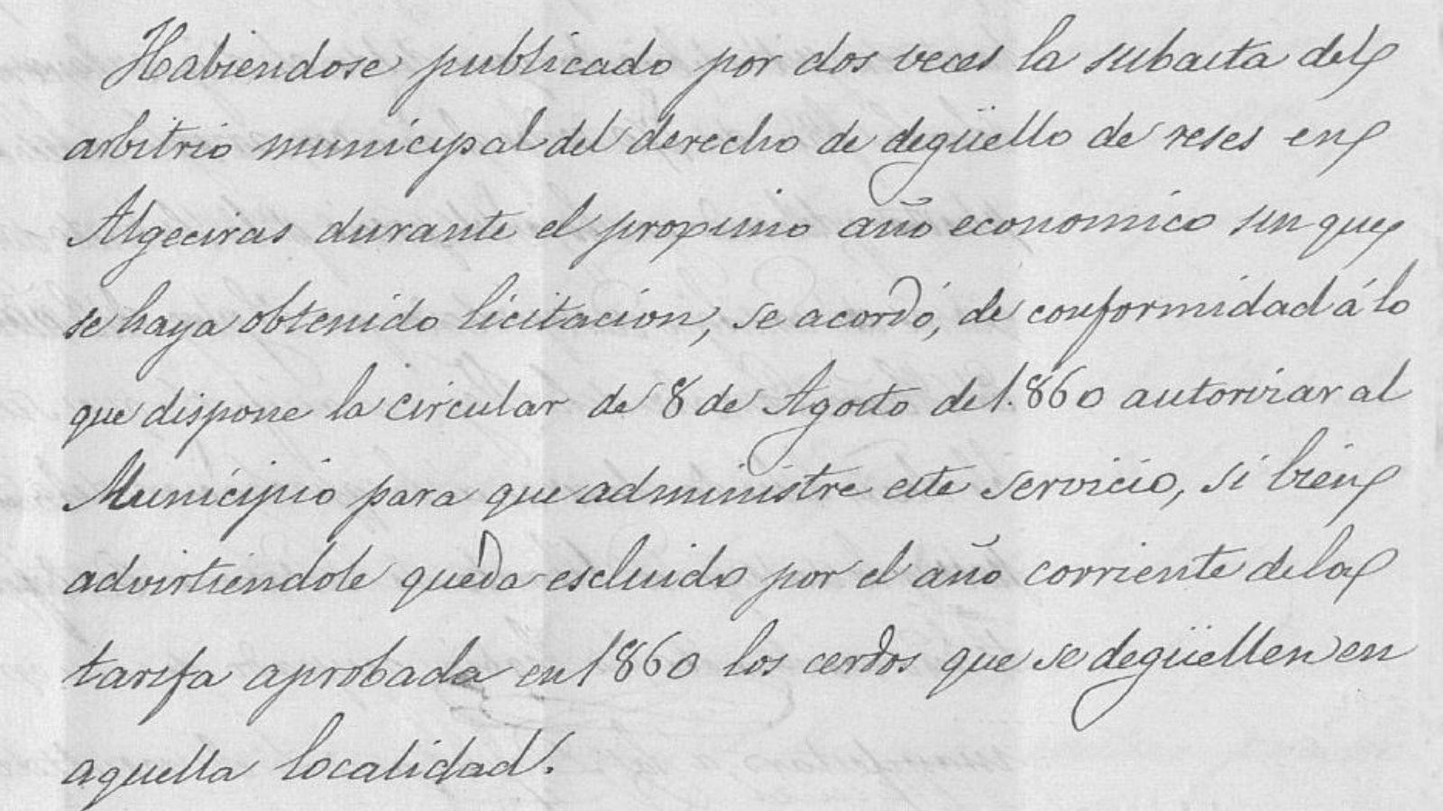 Autorización para que Algeciras administre el servicio de degüello.