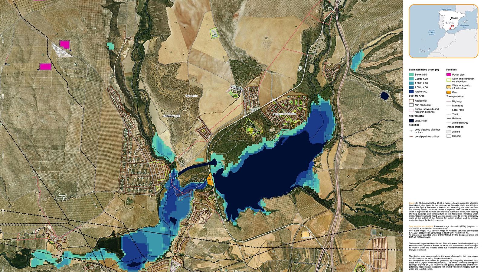 Evolución del embalse de Cubillas el 6 de febrero