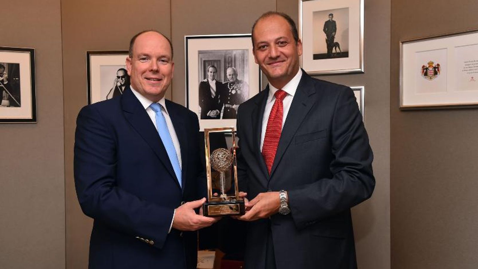 Alberto de Mónaco y Fabrice Pastore presentando el Trofeo de Pádel de Mónaco.