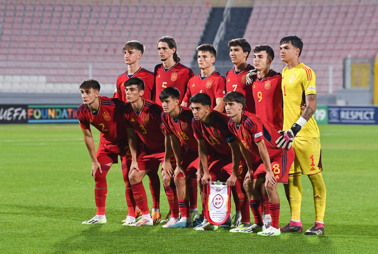 Once de la selección española sub-19 en el encuentro de semifinales ante Italia.