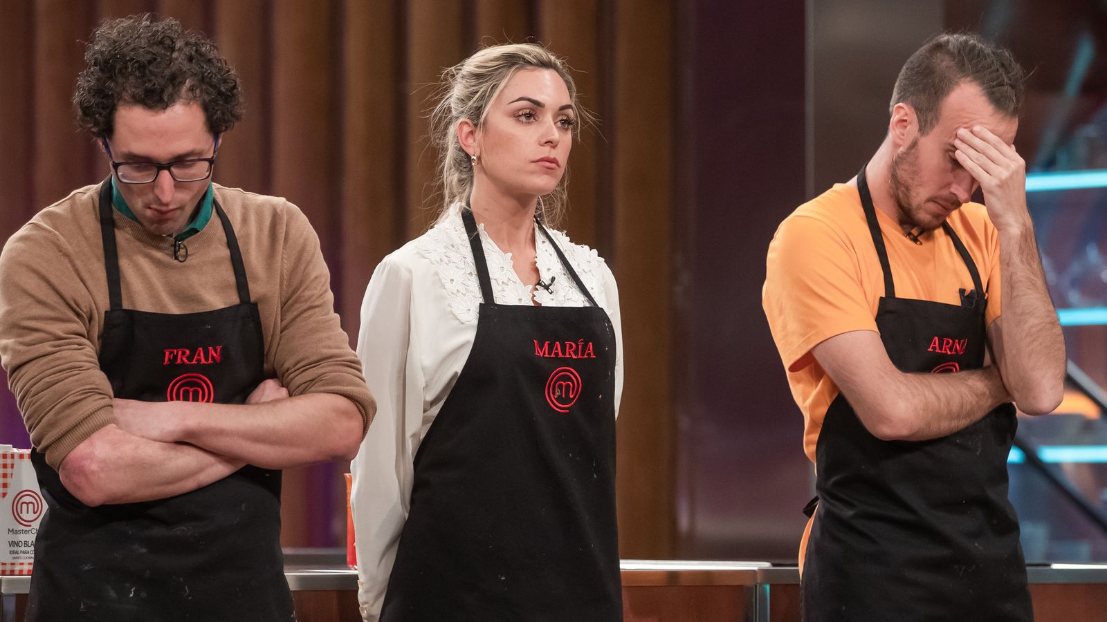 María, entre Fran y Arnau, la eliminada de 'MasterChef'