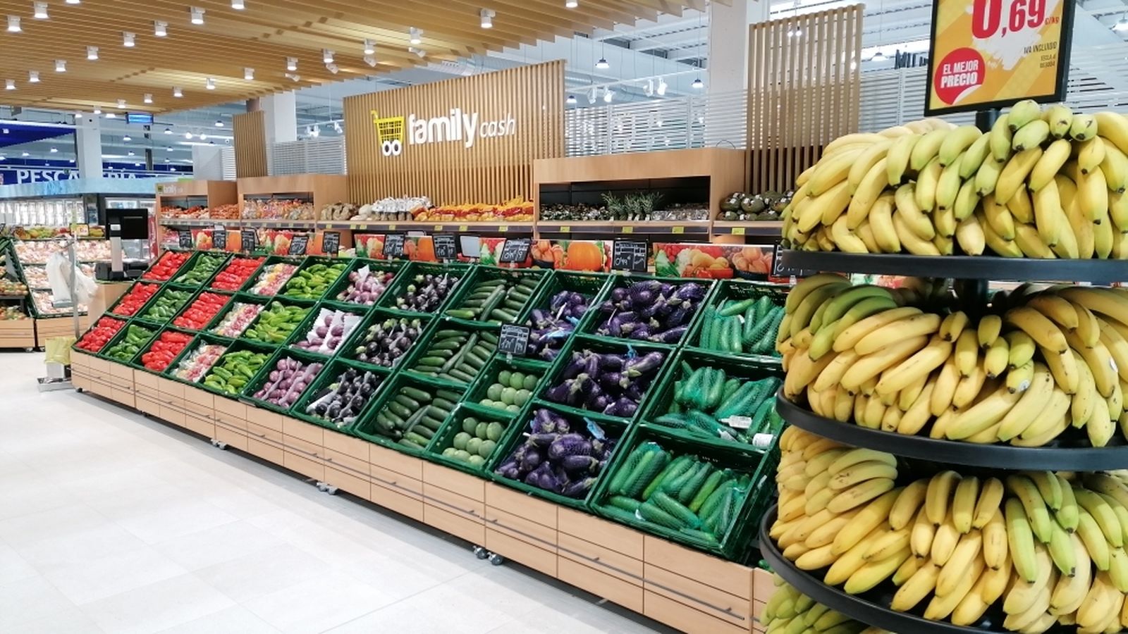 Sección de frutería y verduras.