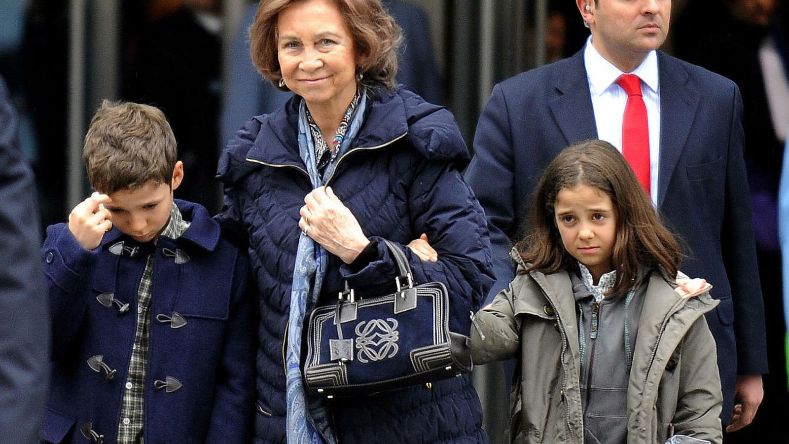 De niños, con la Reina Sofía.