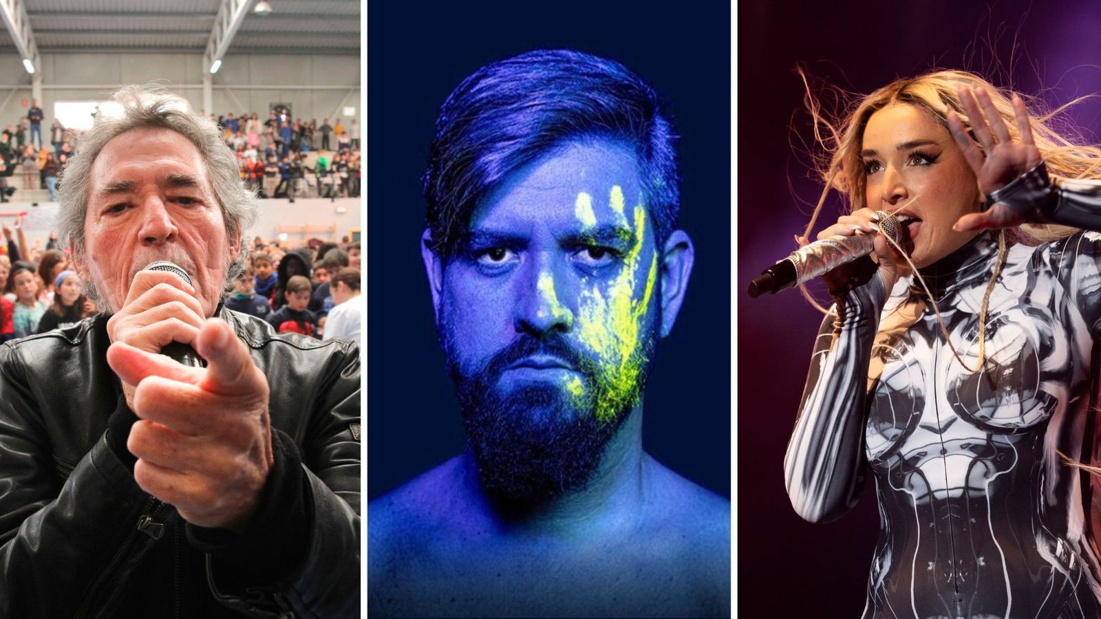 Miguel Ríos, Manu Sánchez y Lola Índigo.