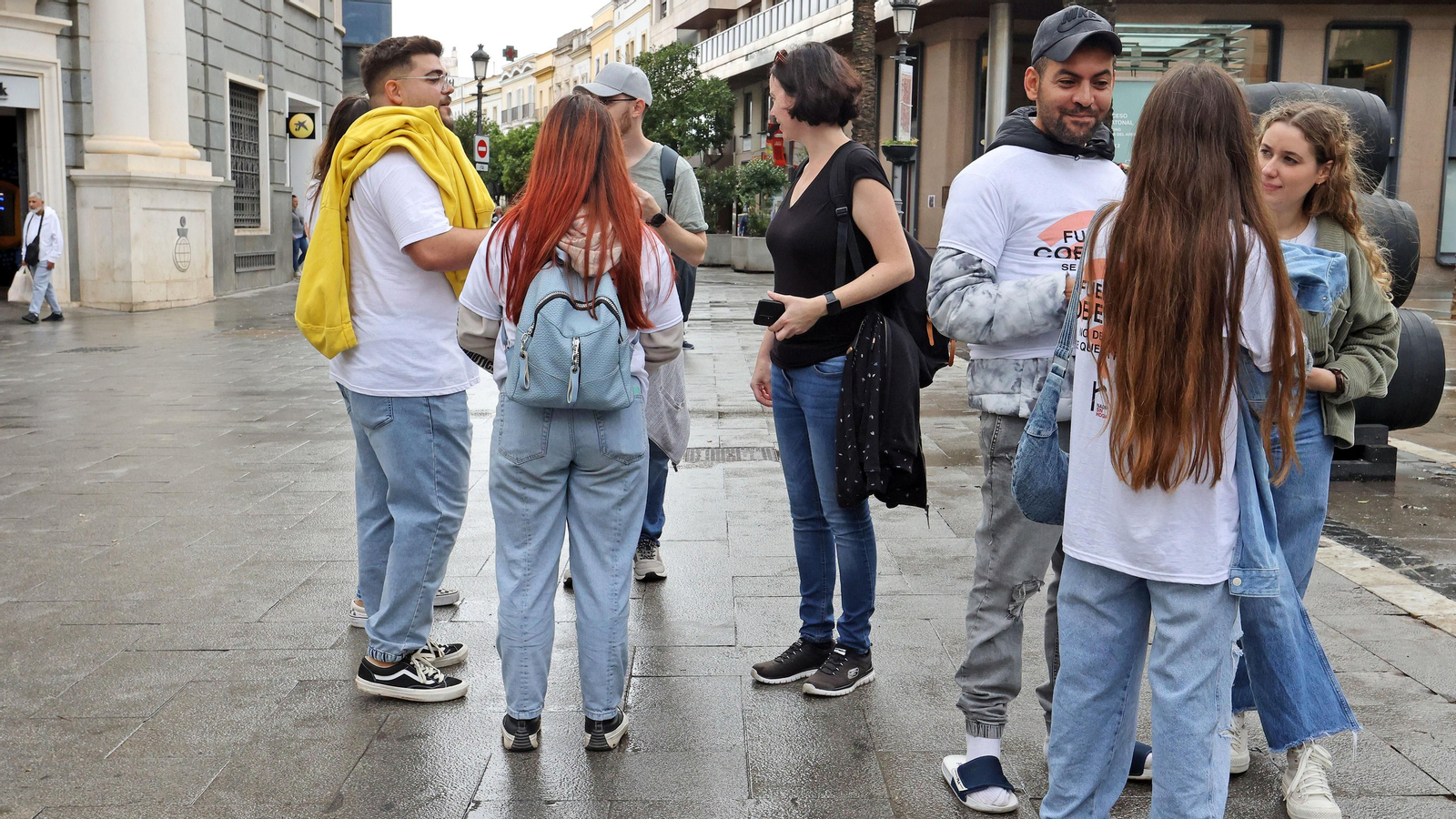 Lectura manifiesto en Jerez por parte de Cáritas por la campaña de personas sin hogar