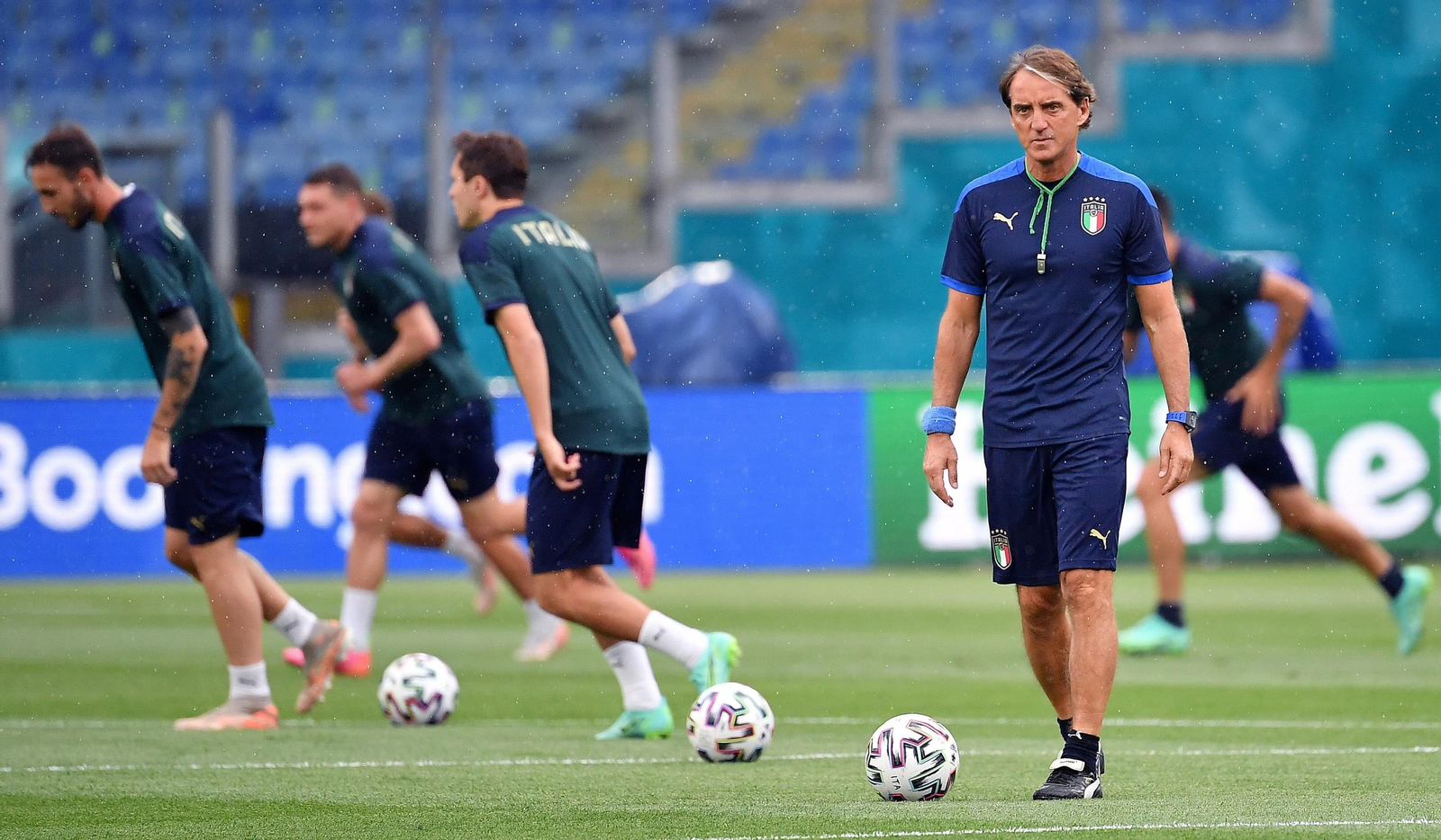 Roberto Mancini, seleccionador italiano, en un entrenamiento.