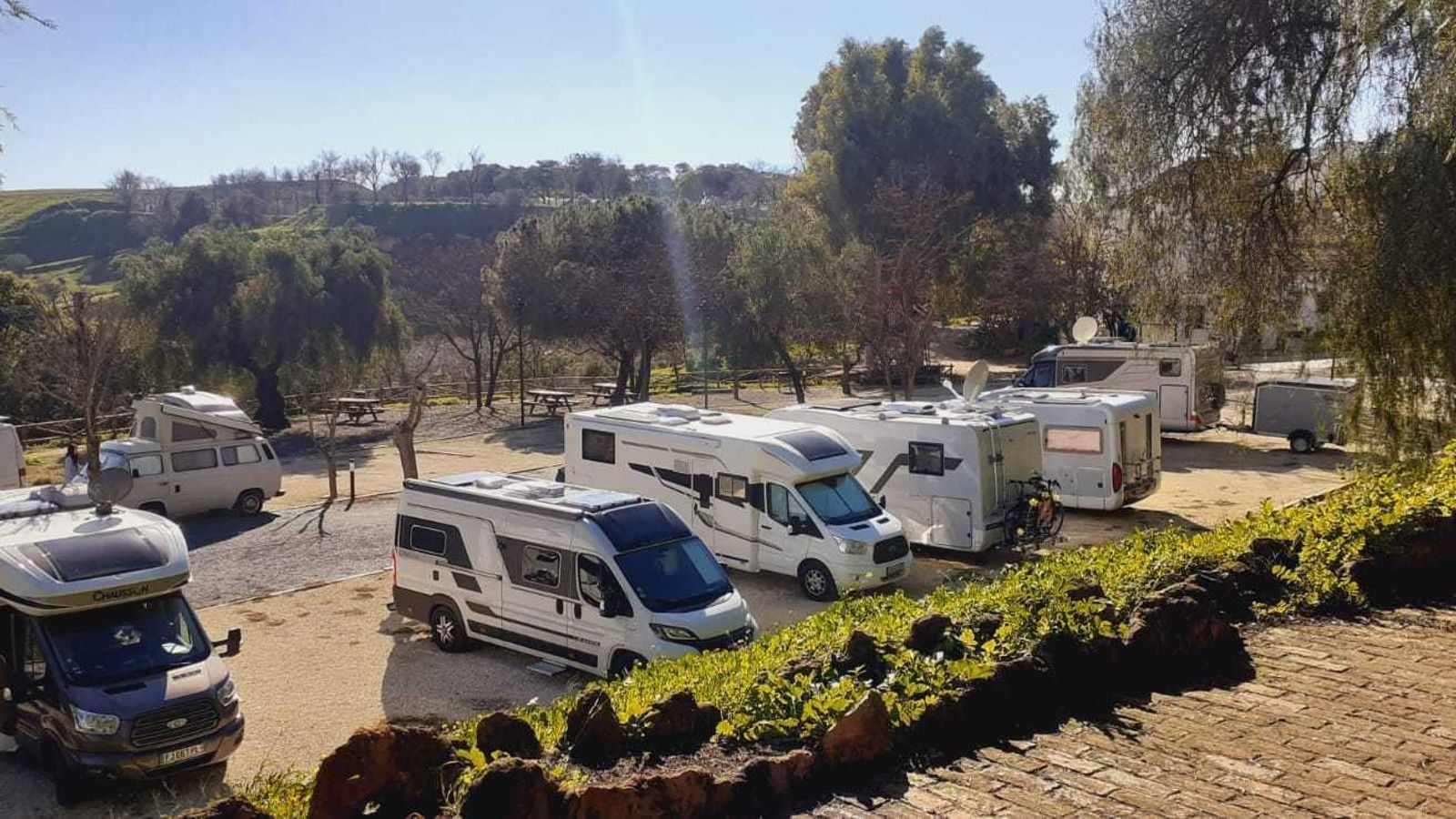 El área de autocaravanas el jueves 12 de enero por la mañana.