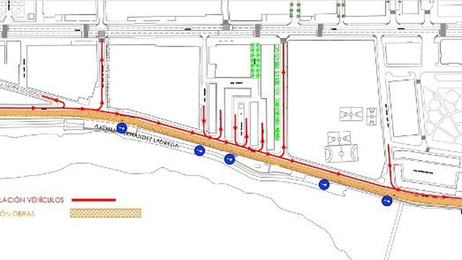 Plano de las obras en Fernández Ladreda