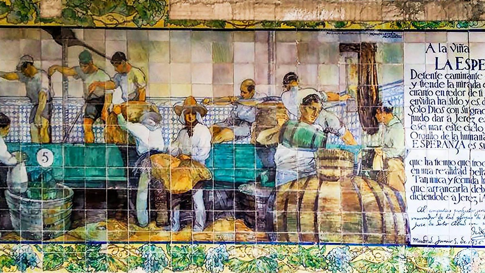 Panel cerámico de la viña La Esperanza, de 1937, por Hohenleiter.