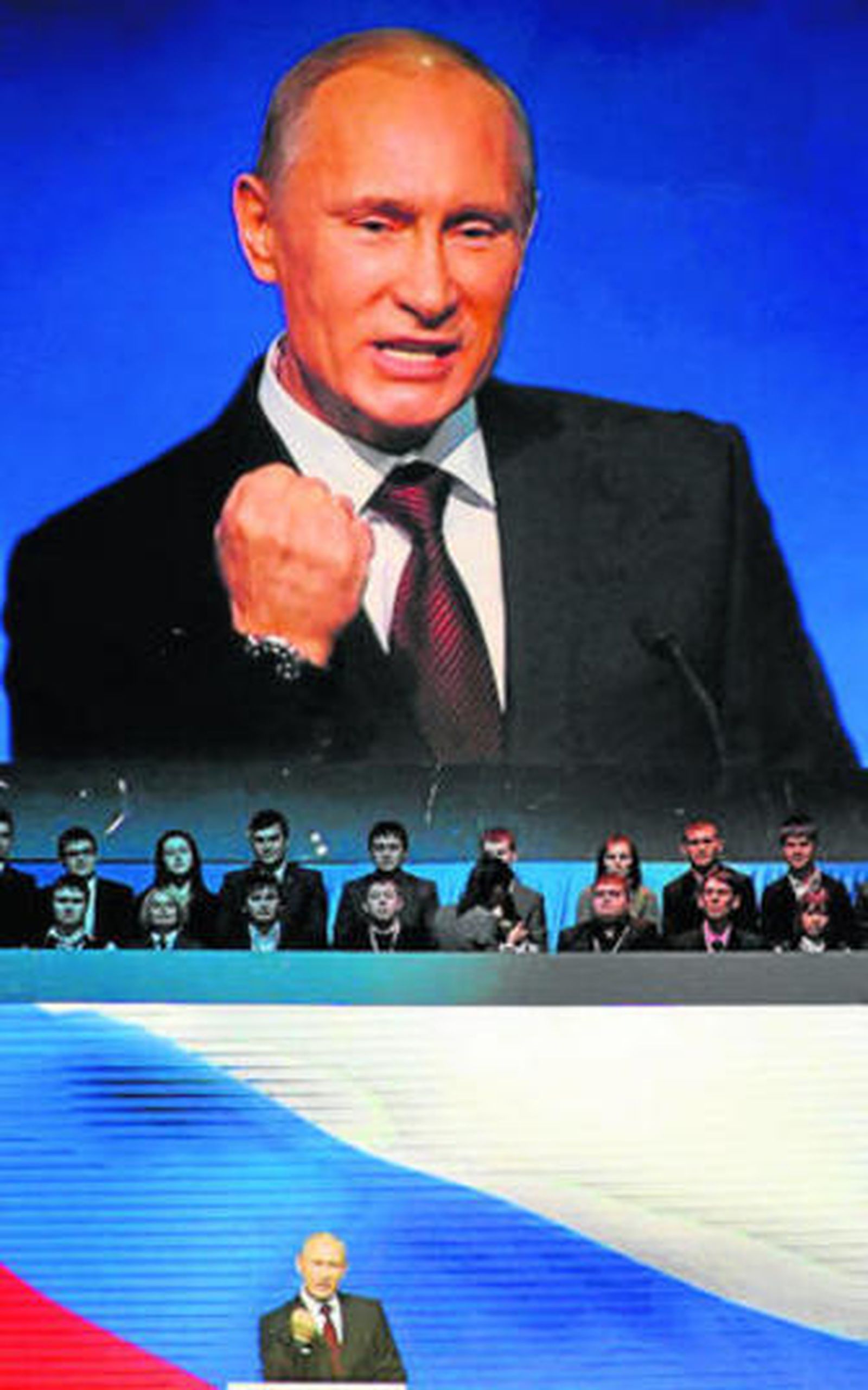 Putin gesticula durante el congreso de Rusia Unida en Moscú.