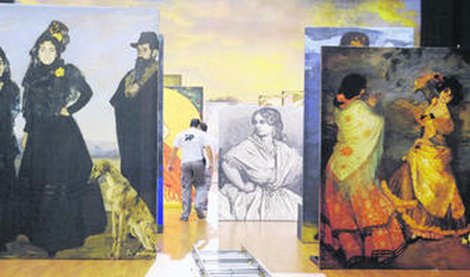 Últimos retoques en el montaje del plató que acoge el rodaje de 'Flamenco, flamenco'.