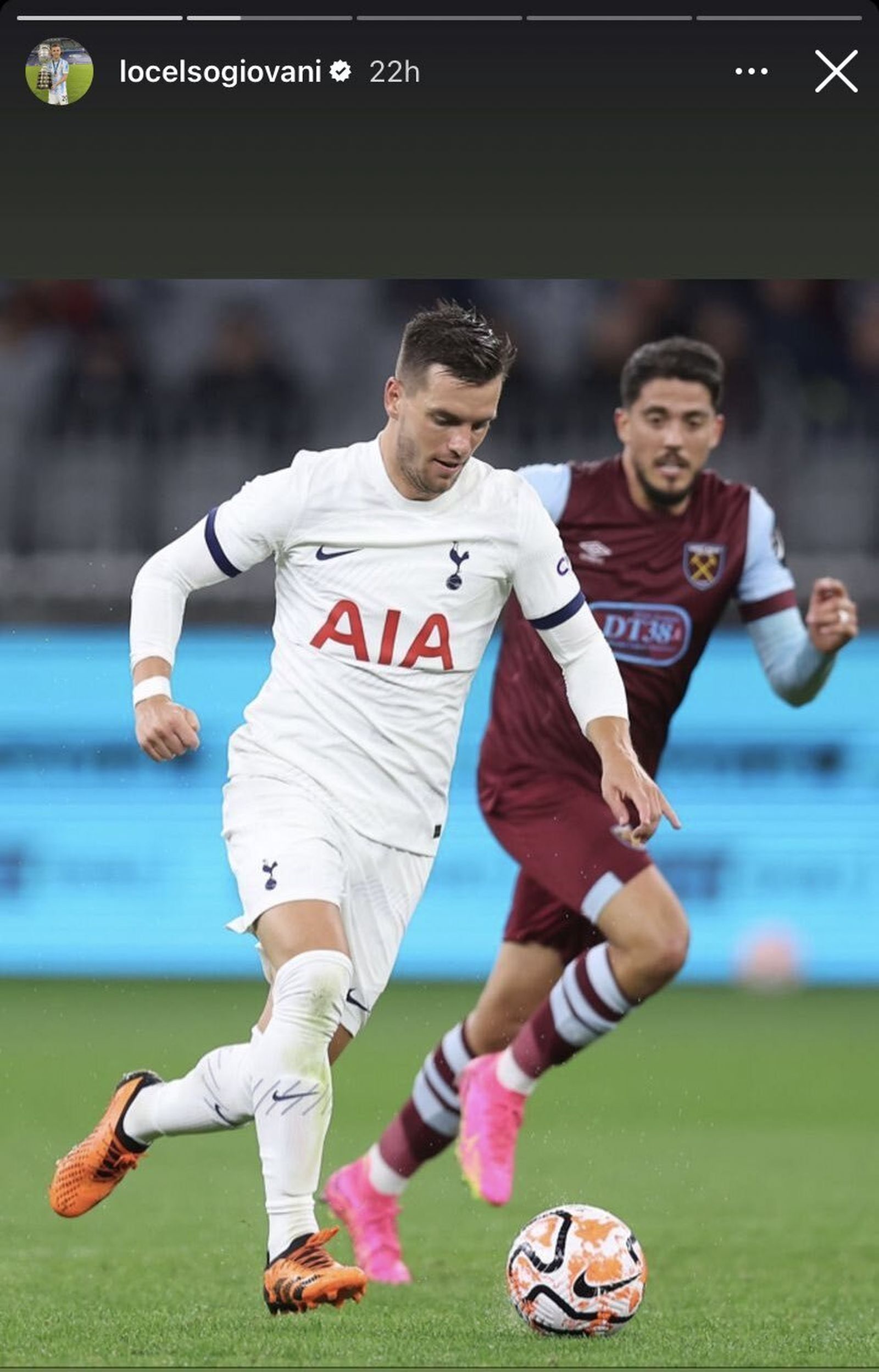 Imagen publicada por Lo Celso en redes sociales.