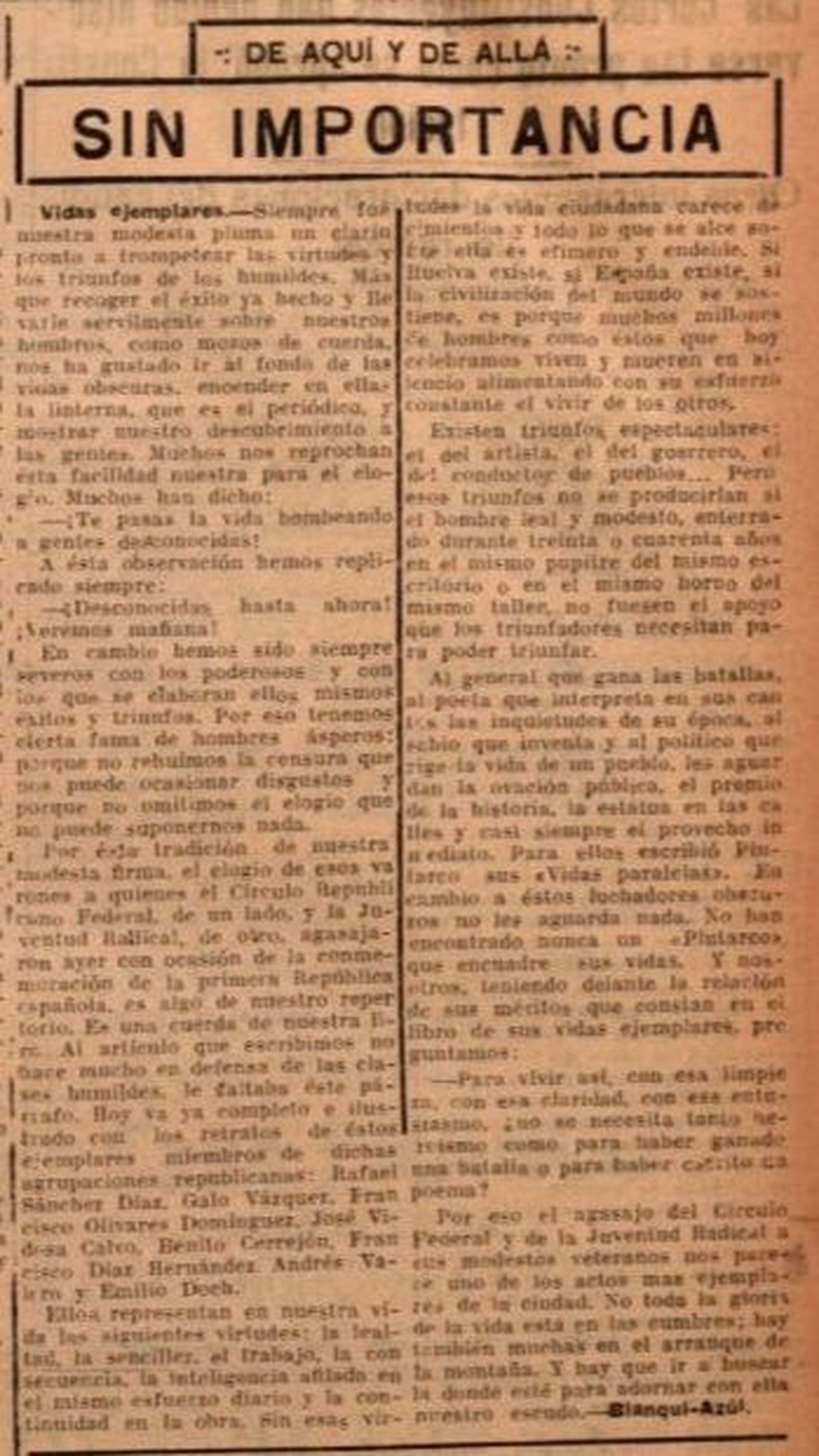 Recorte del artículo de José Ponce Bernal.