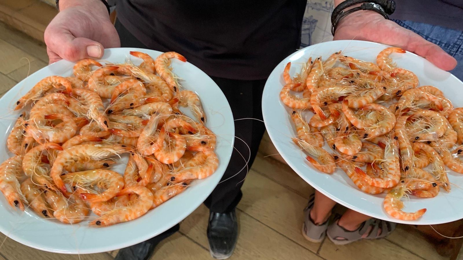 Langostinos en Casa Muriel La Corchuela, en San Fernando.