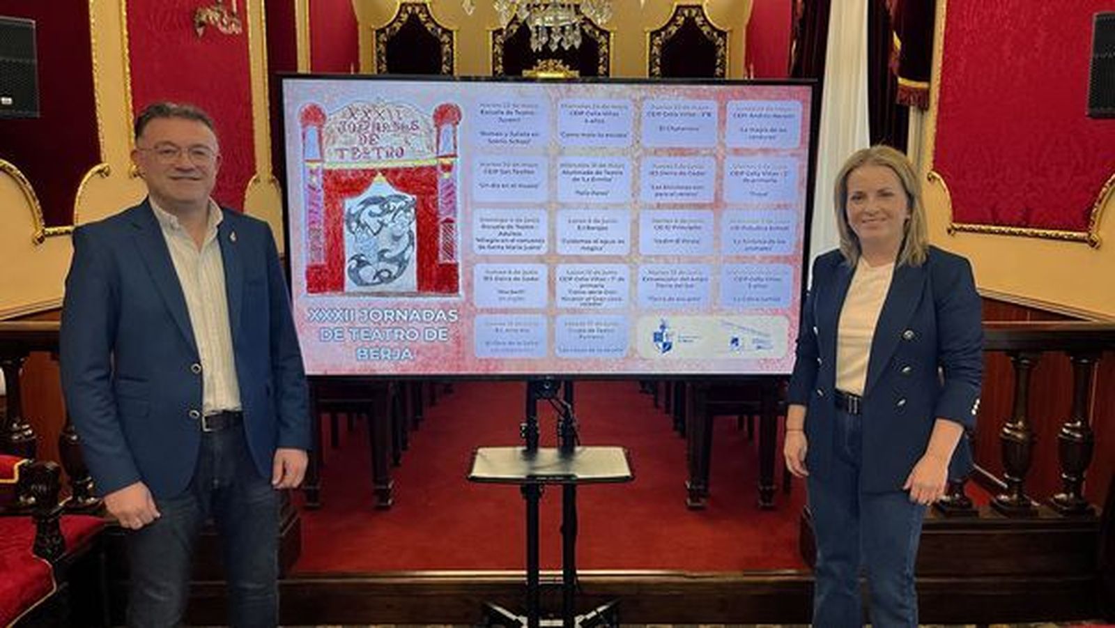 El alcalde de Berja y la concejala de Cultura. María Luisa Cruz, en la presentación de estas Jornadas