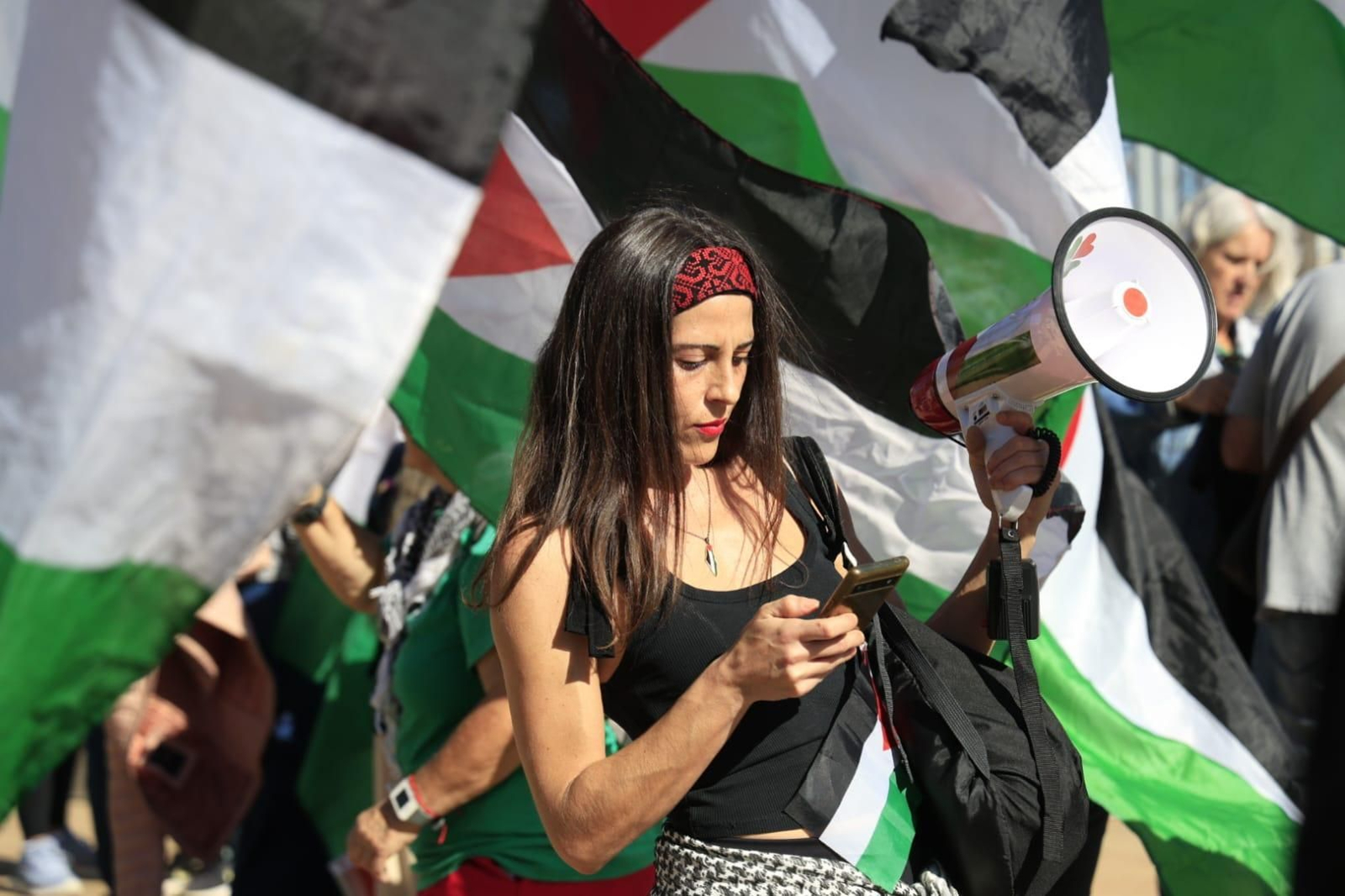 Concentración de la Rescop en apoyo a Palestina, este sábado en Algeciras.