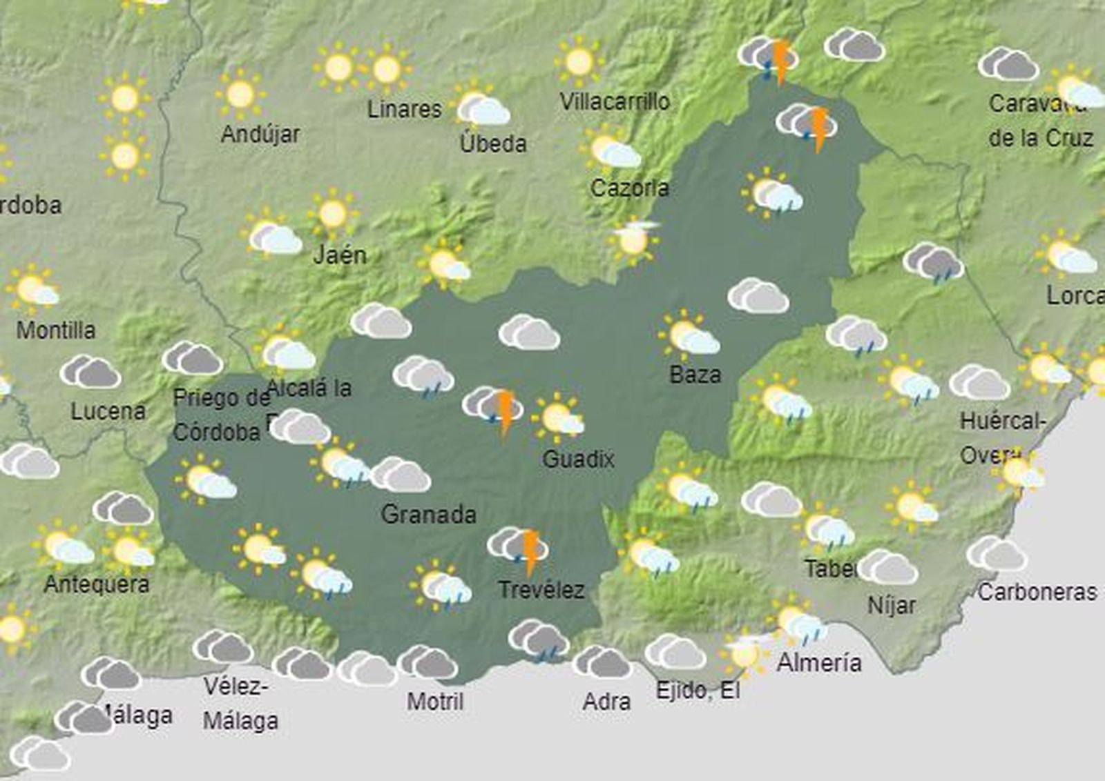 Siguen las amenazas de tormentas en la provincia de Granada