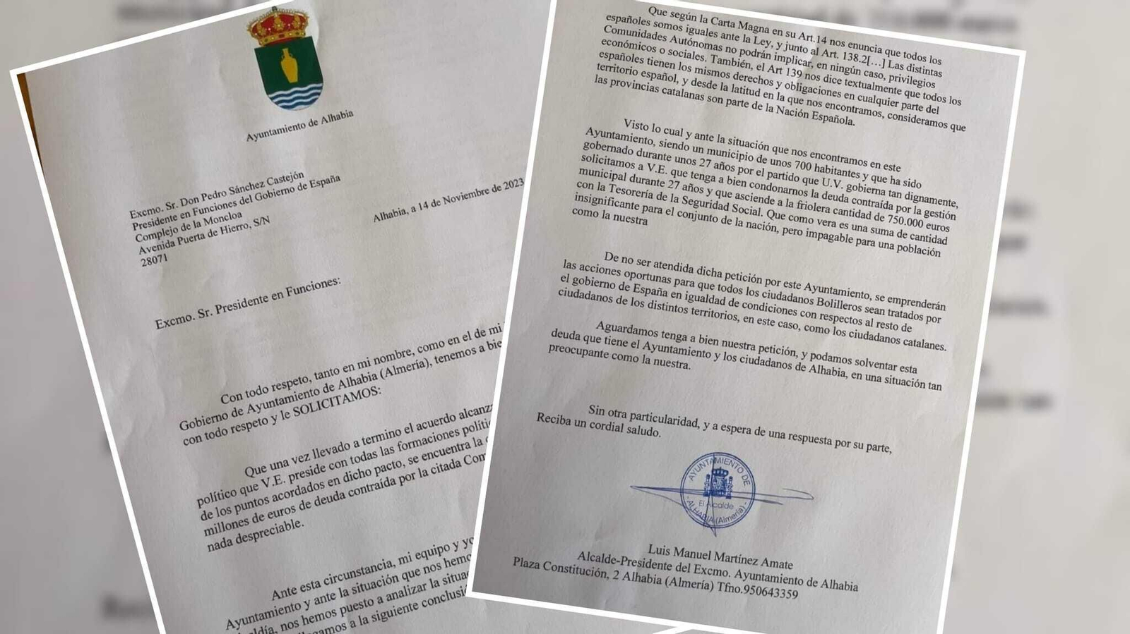 Documento enviado a Pedro Sánchez.