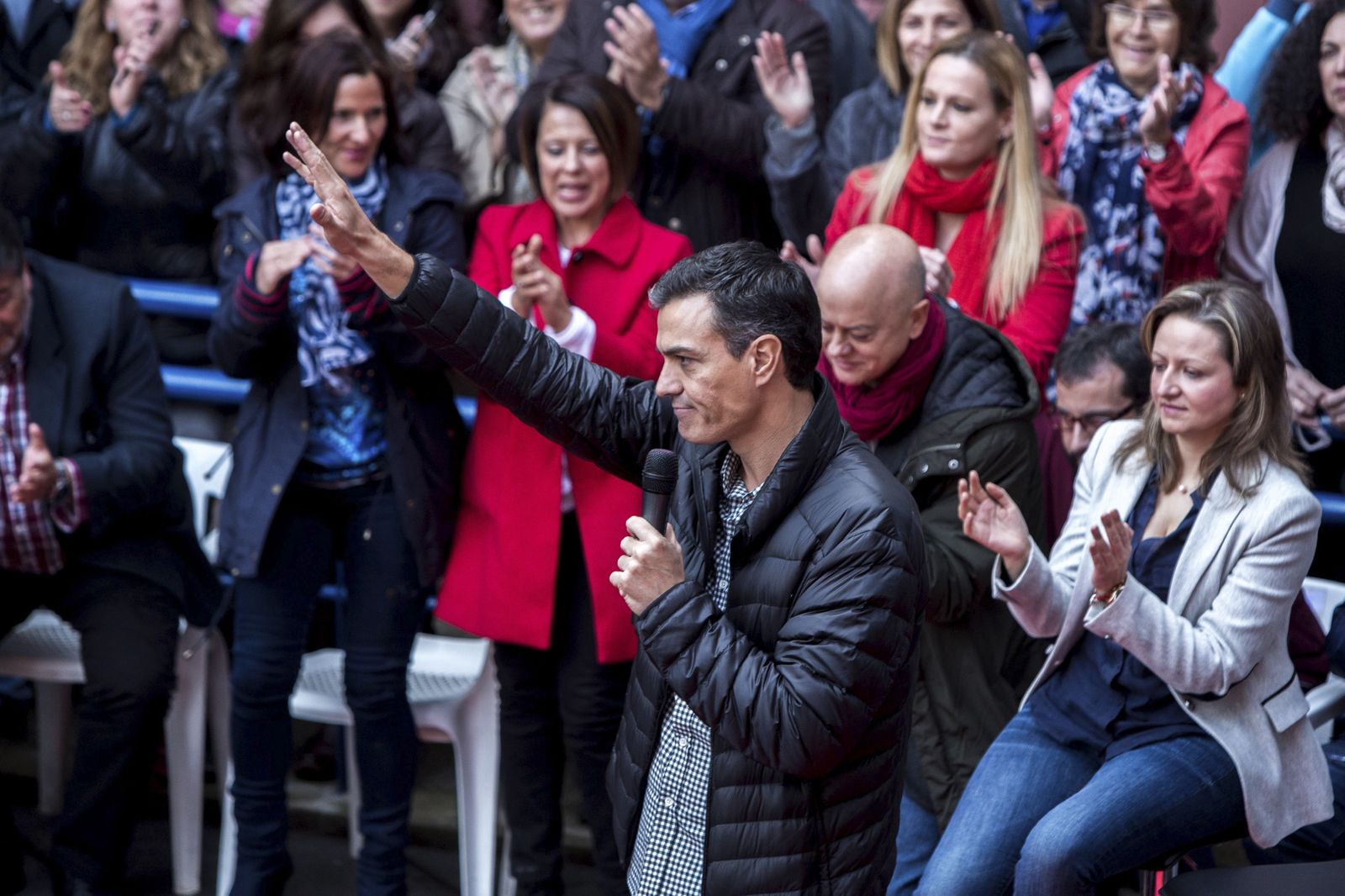 Pedro Sánchez, durante un mitin en Xirivella.