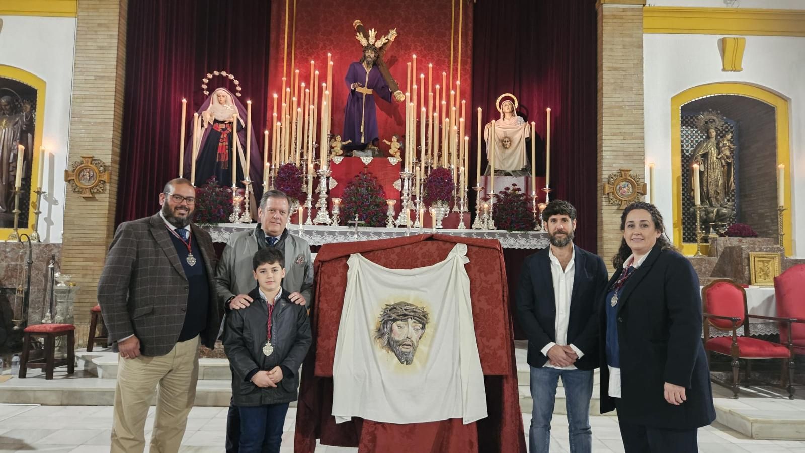 Este es el Paño de la Verónica que portará la Santa Verónica el próximo Lunes Santo en el paso del misterio de la Candelaria.