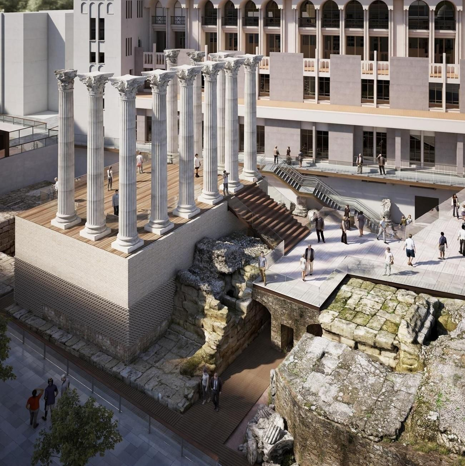 Aspecto que tendrá el Templo Romano tras su reforma.