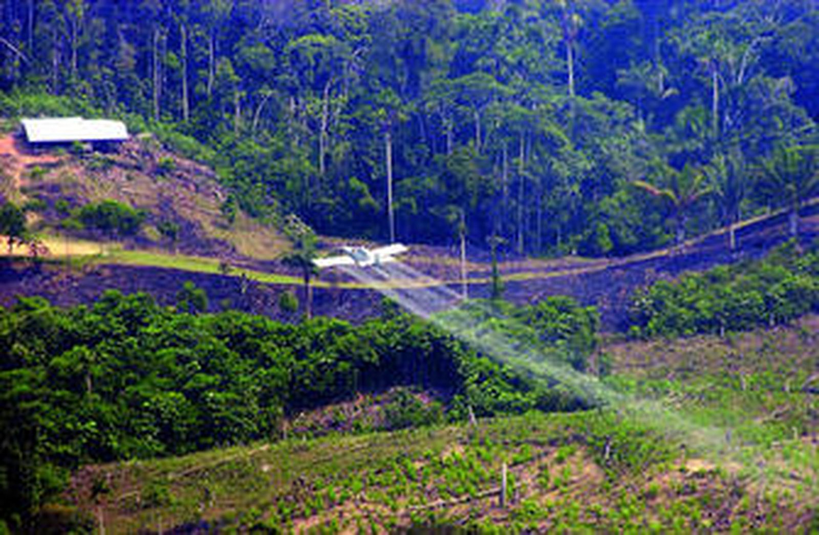 Una avioneta anti-lluvia sobrevuela los campos catalanes.