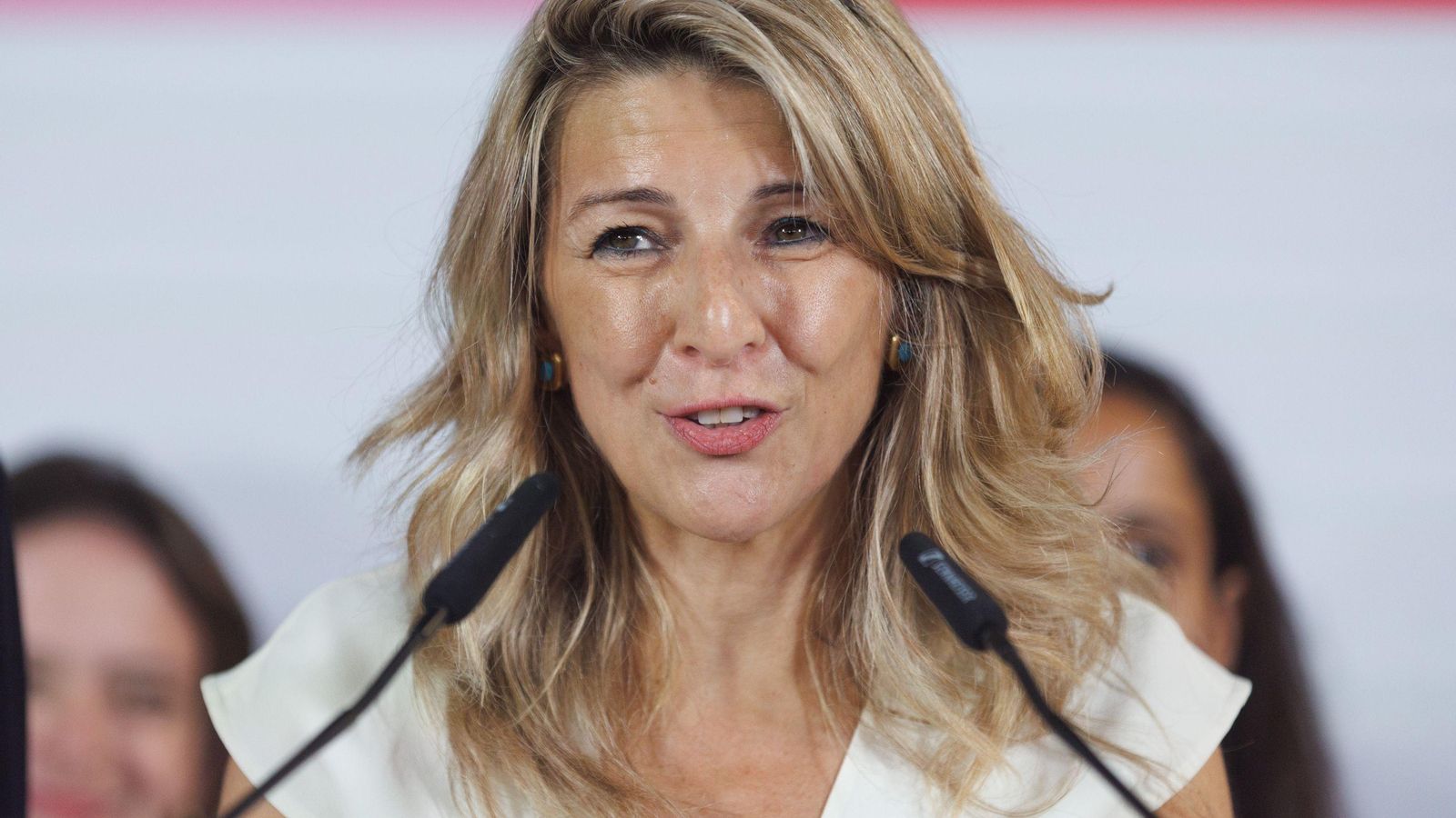 Yolanda Díaz en las declaraciones de este domingo electoral.