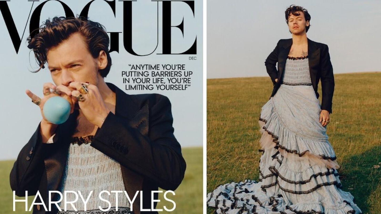 Harry Styles, en la polémica portada de Vogue con un vestido de Harris Reed.