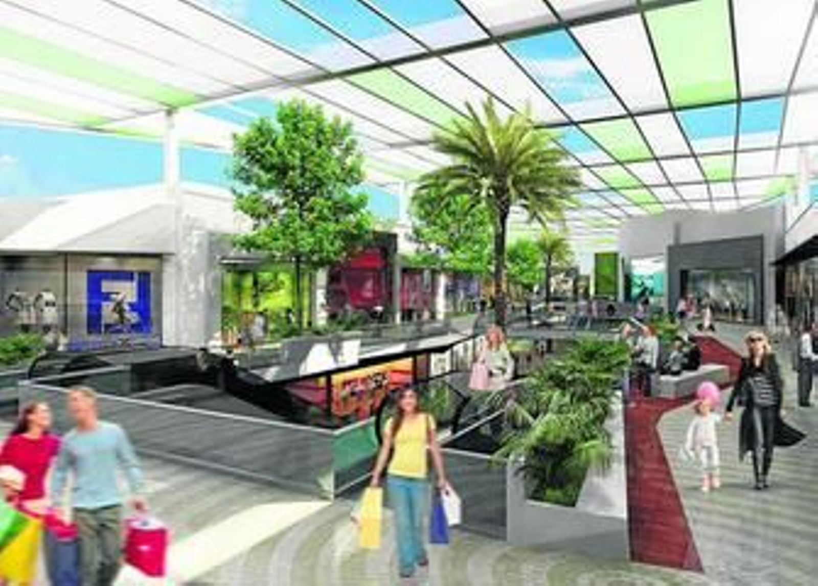 Representación virtual de uno de los espacios del futuro centro comercial.